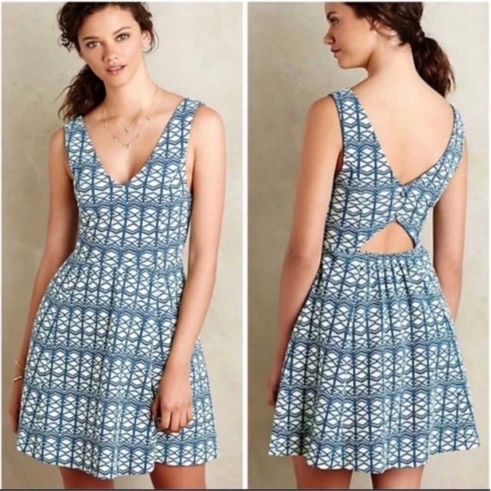 Maeve Anthropologie Geometric Cutout Fit and Flare Dress – Size 12